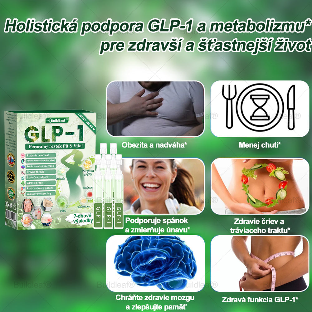 SVKBuildLeaf® GLP-1 6-v-1 Health Solution Perorálna tekutina (Len raz denne, viditeľné zmeny už za 7 dní) Pre obezitu, kardiovaskulárne ochorenia, cukrovku, spánkové apnoe, zdravie čriev, problémy s kĺbmi a ďalšie