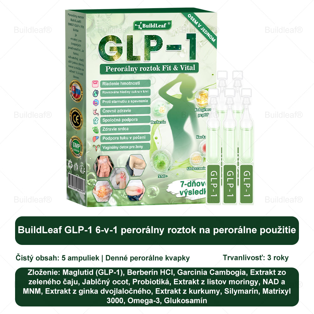 SVKBuildLeaf® GLP-1 6-v-1 Health Solution Perorálna tekutina (Len raz denne, viditeľné zmeny už za 7 dní) Pre obezitu, kardiovaskulárne ochorenia, cukrovku, spánkové apnoe, zdravie čriev, problémy s kĺbmi a ďalšie