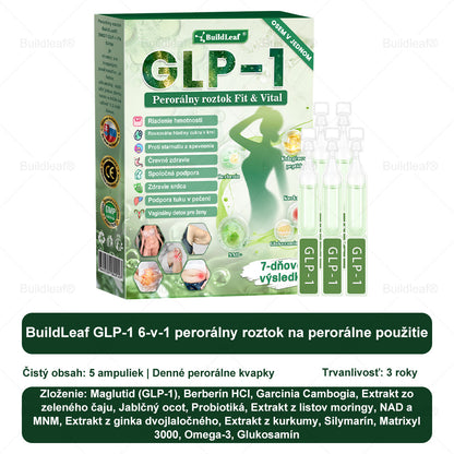 SVKBuildLeaf® GLP-1 6-v-1 Health Solution Perorálna tekutina (Len raz denne, viditeľné zmeny už za 7 dní) Pre obezitu, kardiovaskulárne ochorenia, cukrovku, spánkové apnoe, zdravie čriev, problémy s kĺbmi a ďalšie