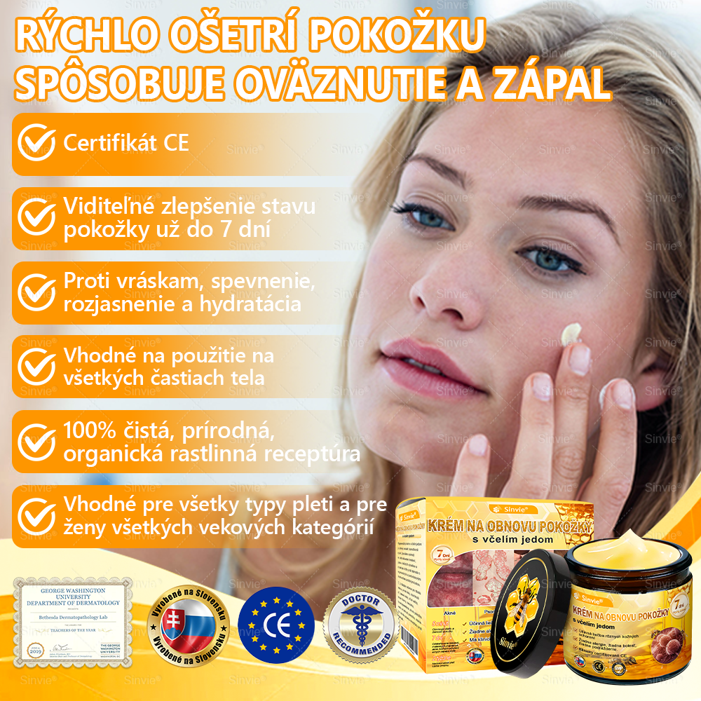 🌻🌻 Sinvie® Krém na obnovu pokožky s včelím jedom 🔥 Odporúčané dermatológmi | Proti vráskam, pigmentovým škvrnám a ochabnutej pokožke – 50 ml