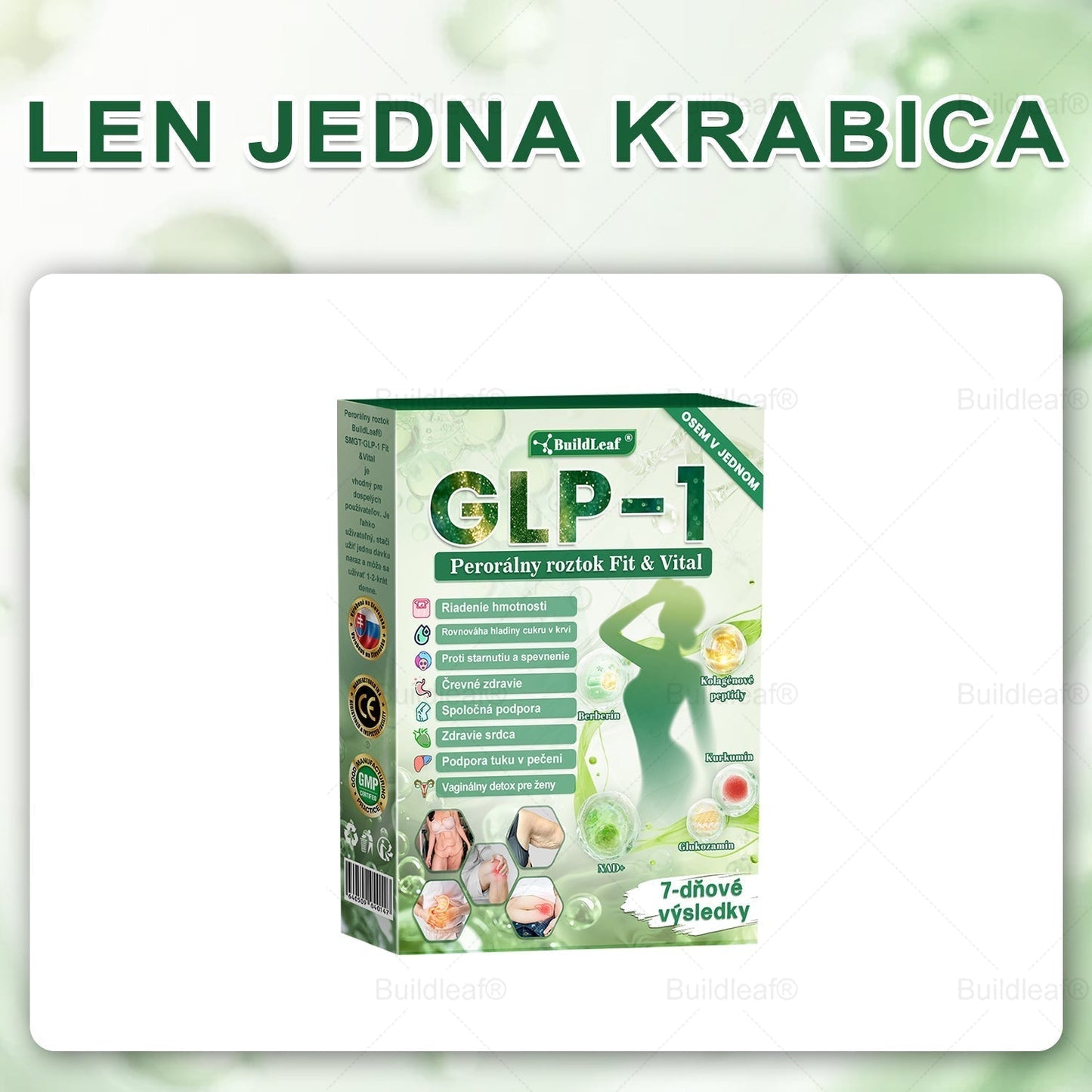 SVKBuildLeaf® GLP-1 6-v-1 Health Solution Perorálna tekutina (Len raz denne, viditeľné zmeny už za 7 dní) Pre obezitu, kardiovaskulárne ochorenia, cukrovku, spánkové apnoe, zdravie čriev, problémy s kĺbmi a ďalšie