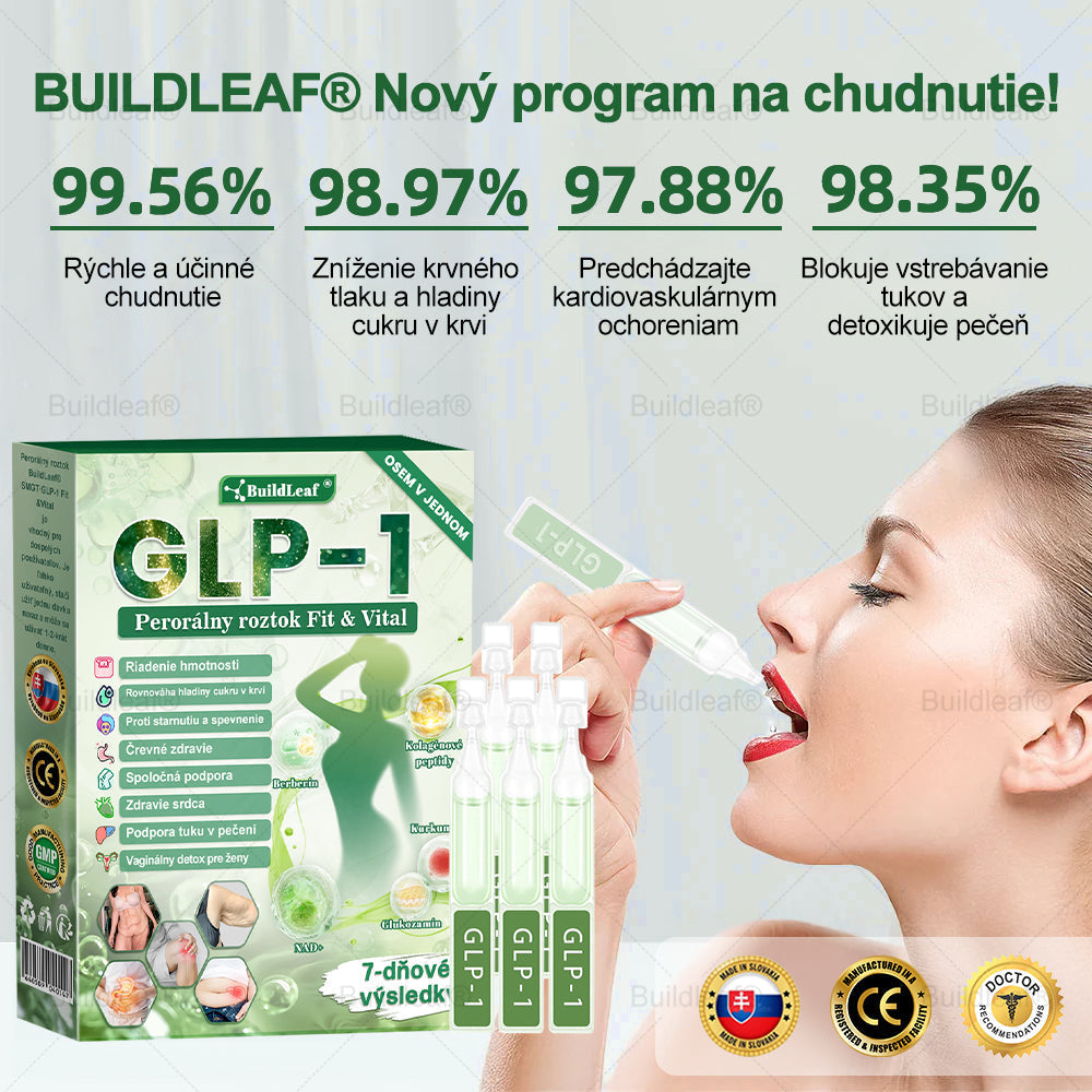 SVKBuildLeaf® GLP-1 6-v-1 Health Solution Perorálna tekutina (Len raz denne, viditeľné zmeny už za 7 dní) Pre obezitu, kardiovaskulárne ochorenia, cukrovku, spánkové apnoe, zdravie čriev, problémy s kĺbmi a ďalšie