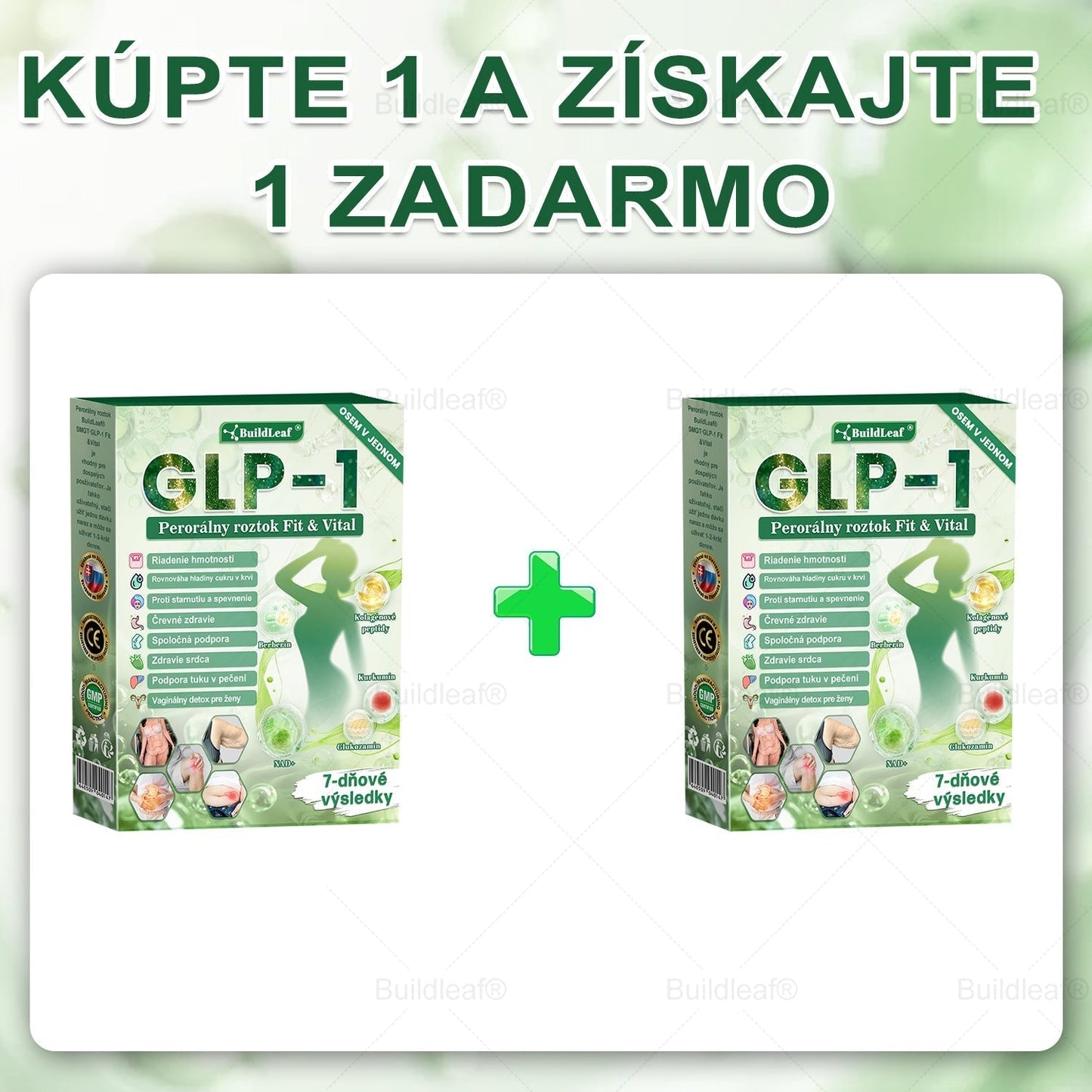SVKBuildLeaf® GLP-1 6-v-1 Health Solution Perorálna tekutina (Len raz denne, viditeľné zmeny už za 7 dní) Pre obezitu, kardiovaskulárne ochorenia, cukrovku, spánkové apnoe, zdravie čriev, problémy s kĺbmi a ďalšie