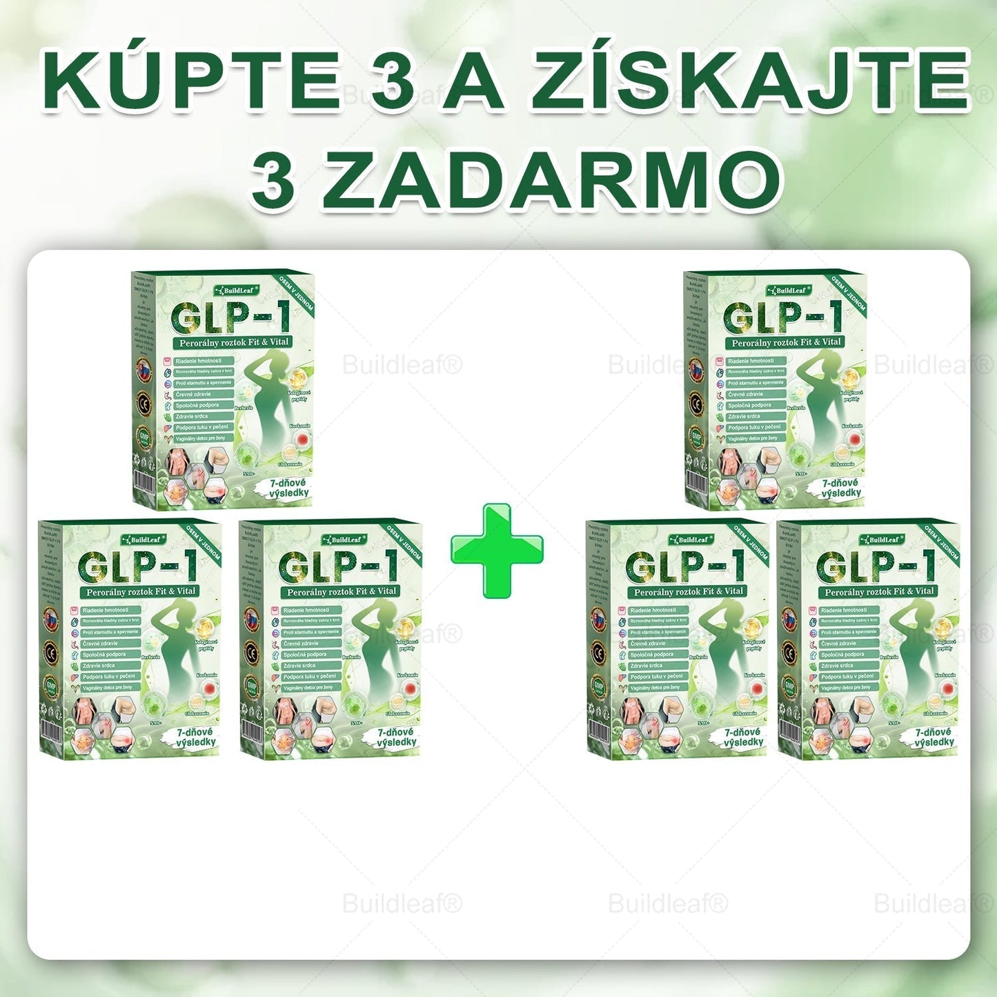 SVKBuildLeaf® GLP-1 6-v-1 Health Solution Perorálna tekutina (Len raz denne, viditeľné zmeny už za 7 dní) Pre obezitu, kardiovaskulárne ochorenia, cukrovku, spánkové apnoe, zdravie čriev, problémy s kĺbmi a ďalšie